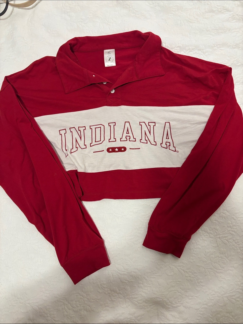Red Polo-Style Rugby with Collar - Size XL